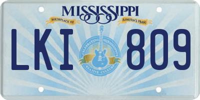 MS license plate LKI809