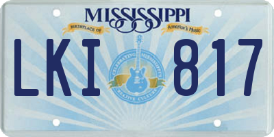 MS license plate LKI817