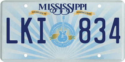 MS license plate LKI834