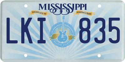 MS license plate LKI835