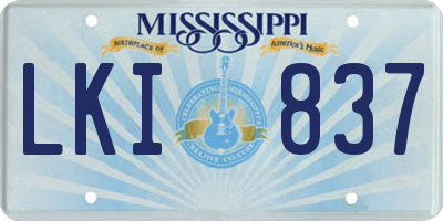 MS license plate LKI837