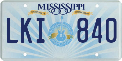 MS license plate LKI840