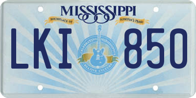 MS license plate LKI850