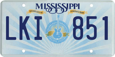 MS license plate LKI851
