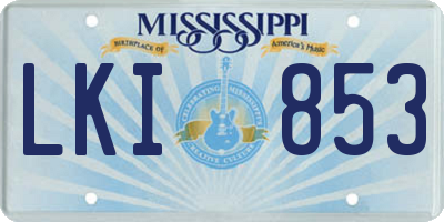 MS license plate LKI853