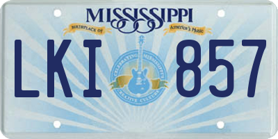 MS license plate LKI857