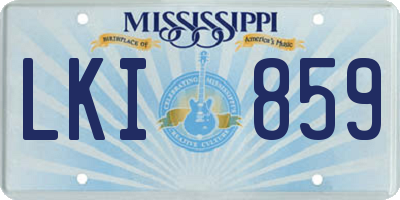 MS license plate LKI859