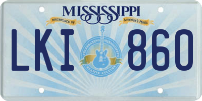 MS license plate LKI860