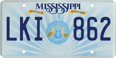 MS license plate LKI862