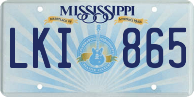 MS license plate LKI865