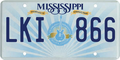 MS license plate LKI866