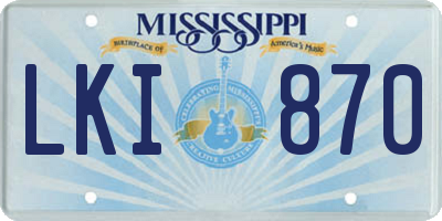 MS license plate LKI870