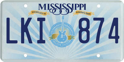 MS license plate LKI874