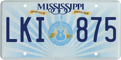 MS license plate LKI875
