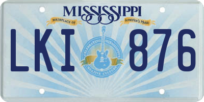 MS license plate LKI876
