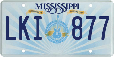 MS license plate LKI877