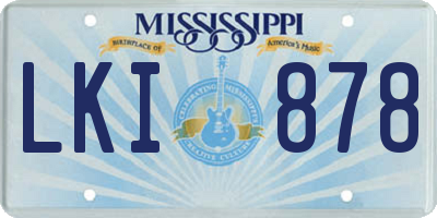 MS license plate LKI878