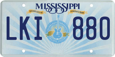 MS license plate LKI880