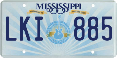 MS license plate LKI885