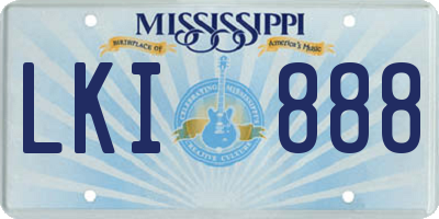 MS license plate LKI888