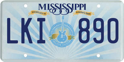 MS license plate LKI890