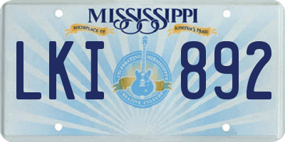 MS license plate LKI892