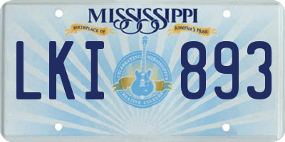 MS license plate LKI893