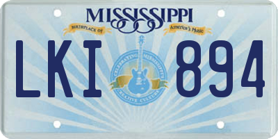 MS license plate LKI894