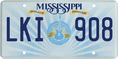 MS license plate LKI908