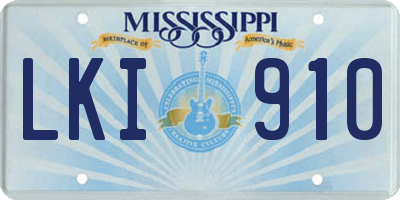 MS license plate LKI910