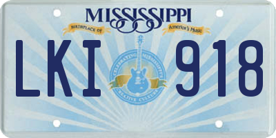 MS license plate LKI918