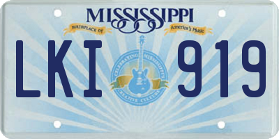 MS license plate LKI919