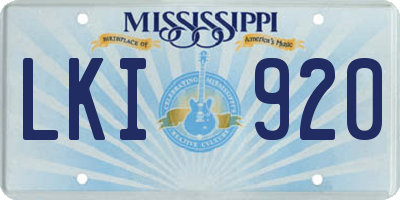 MS license plate LKI920