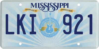 MS license plate LKI921
