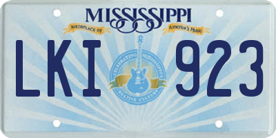 MS license plate LKI923