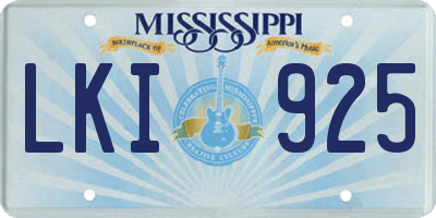 MS license plate LKI925