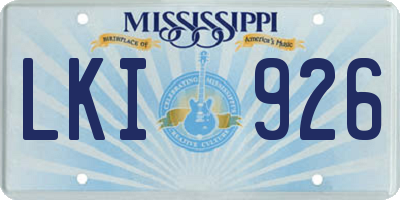 MS license plate LKI926
