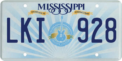 MS license plate LKI928