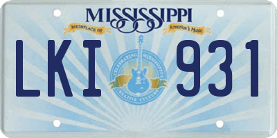 MS license plate LKI931