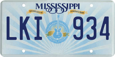 MS license plate LKI934