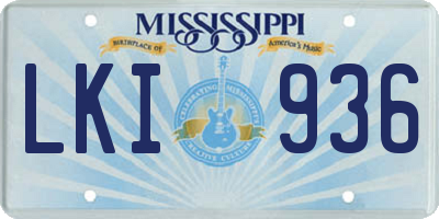 MS license plate LKI936
