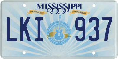 MS license plate LKI937