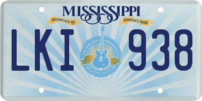 MS license plate LKI938