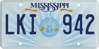 MS license plate LKI942