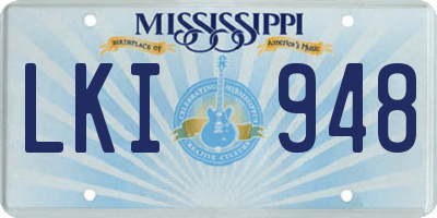 MS license plate LKI948