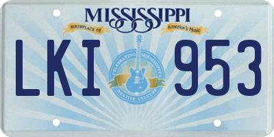 MS license plate LKI953