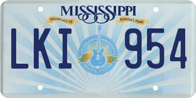 MS license plate LKI954