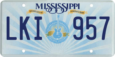 MS license plate LKI957
