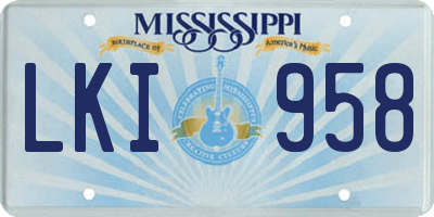 MS license plate LKI958