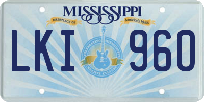 MS license plate LKI960